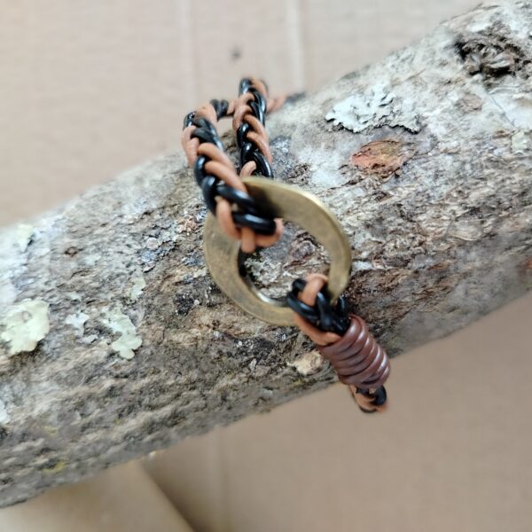 Bracciale “Cueros” unisex colorato in vera pelle regolabile - Collezione Vintage Style - immagine 6